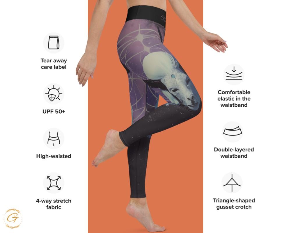 Mystical Face Cosmic AOP Yoga Leggings & Shorts - AOP High-Waist Activewear for Women, Activewear Apparel, Yoga Activewear, Yogis Must Haves