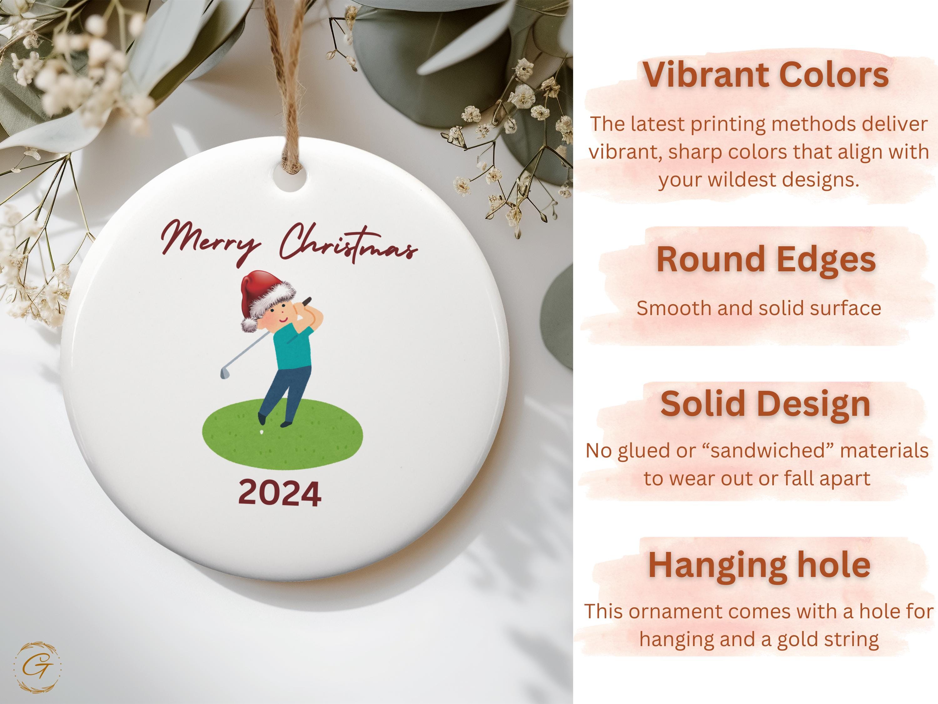 Golf Christmas Ornament, Merry Christmas 2024, Cute Golfer Christmas Decor, Fun Festive Holiday Decoration, Holiday Keepsake for Golf Lovers