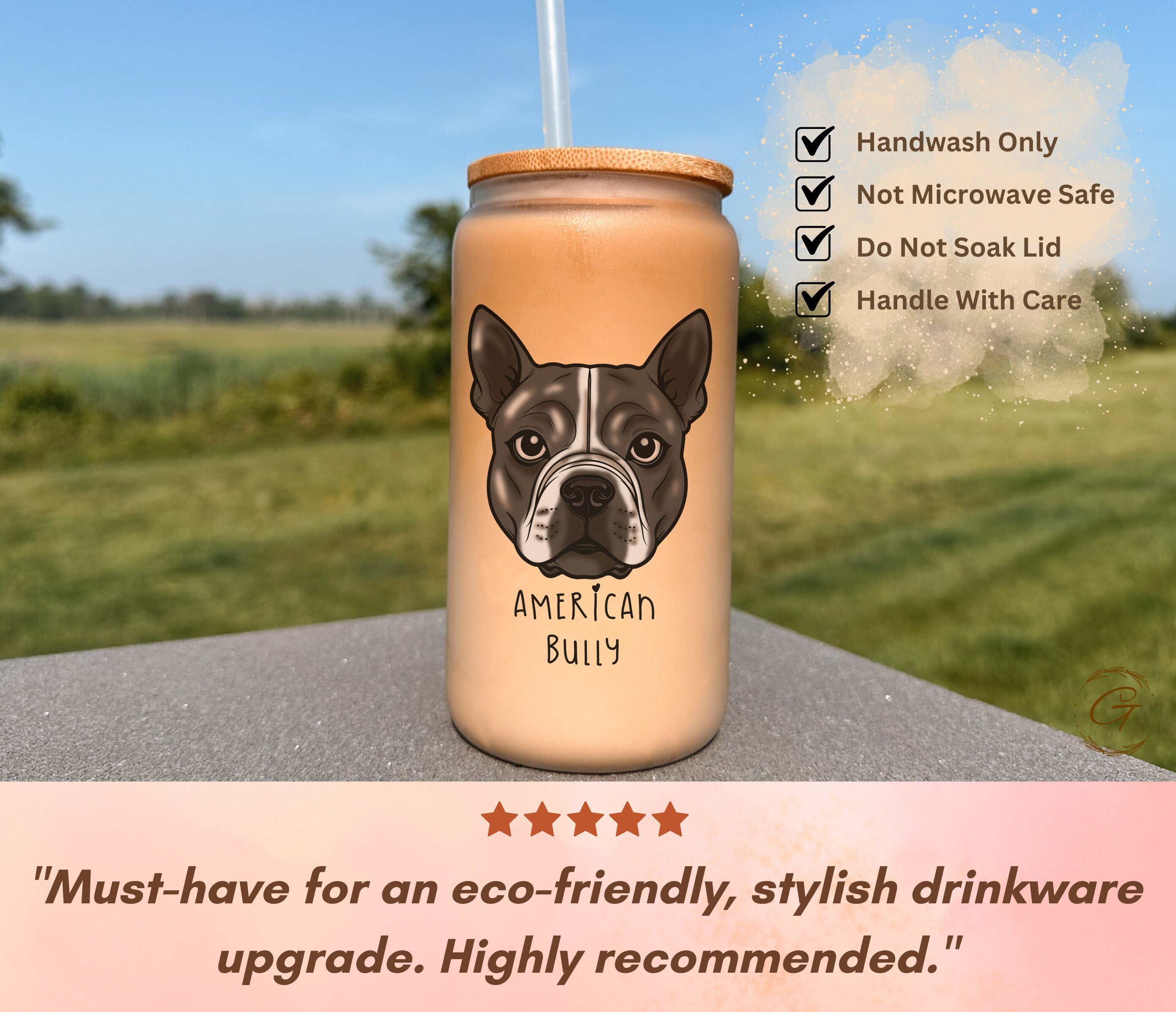 Personalized Dog American Bully Tumbler Frosted Glass With Personalized Name