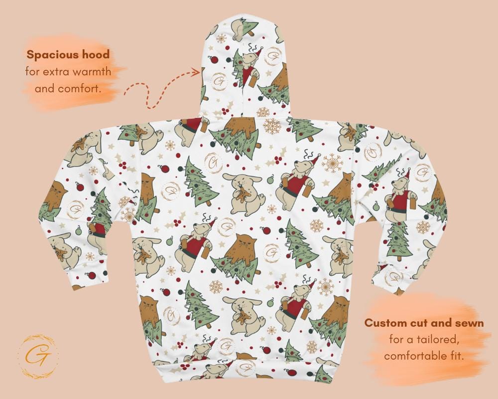 Anti Christmas White Design Unisex Zip Hoodie All-Over Print Holiday Sweatshirt