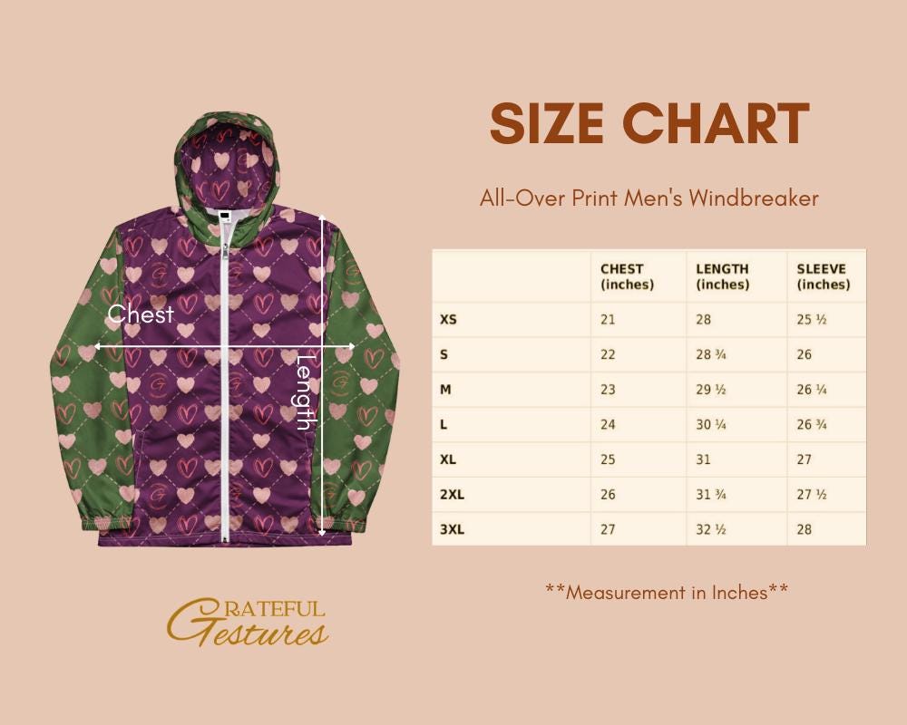 Men’s Windbreaker G Hearts Stylish Zip-Up Jacket