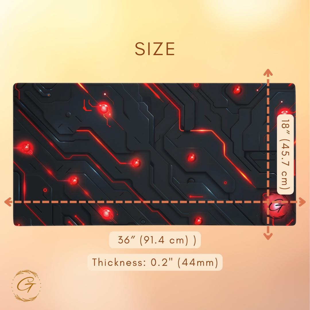 Circuit Red Color Design Gaming Mouse Pad for Gamers Non-Slip Base Large Mouse Pad for Desk Setup High-Performance Desk Mat Cool Tech Design