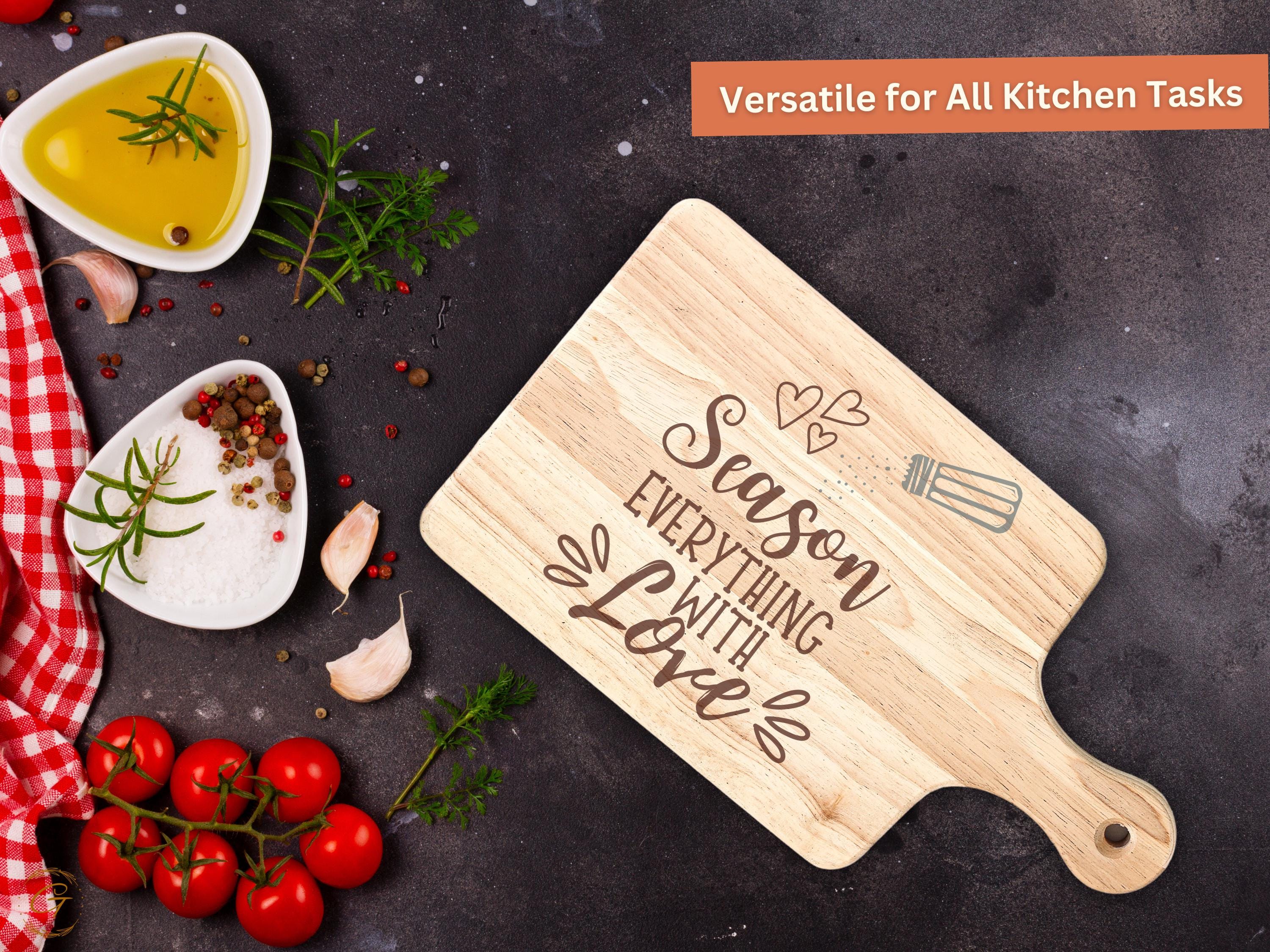 Season Everything with Love Hardwood Cutting Boards | Engraved Kitchen Perfect Chefs Gift | Rustic Wood Cutting Board for Cooks & Home Chefs