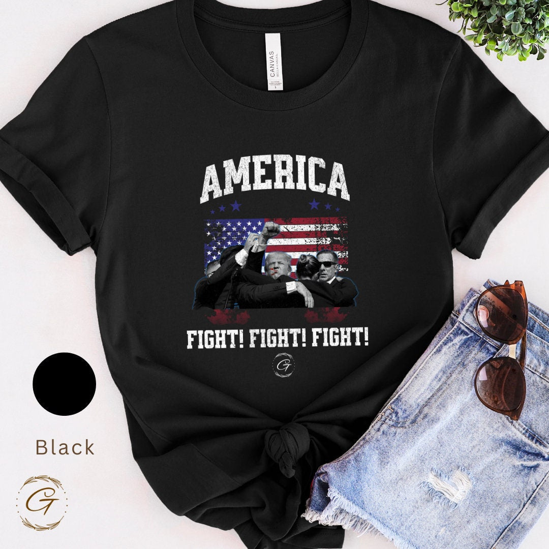 Trump T-shirt America Fight Fight Fight Design Tee