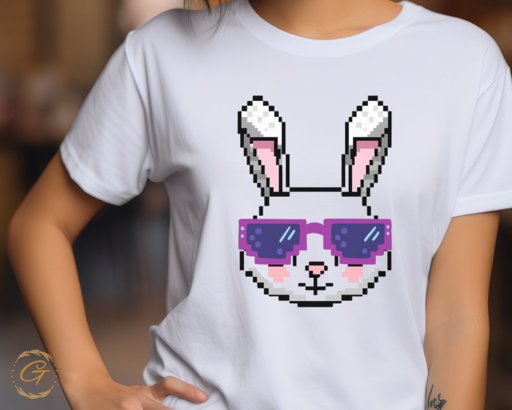 Trendy Pixel Art Bunny Sunglasses Graphic Tee product