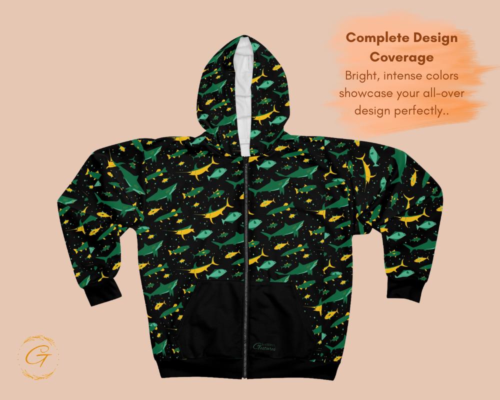 Fishing Design Unisex Zip Hoodie All-Over Print