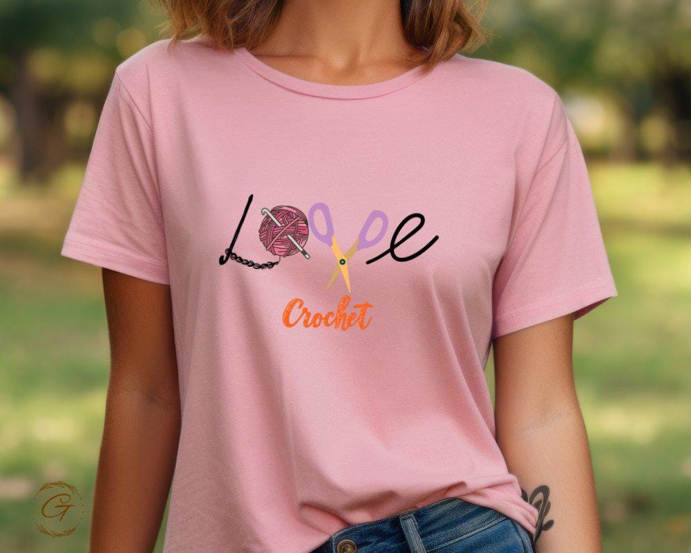 Hobby Shirt 'Love Crochet Tee, Yarn Scissors Design Tee