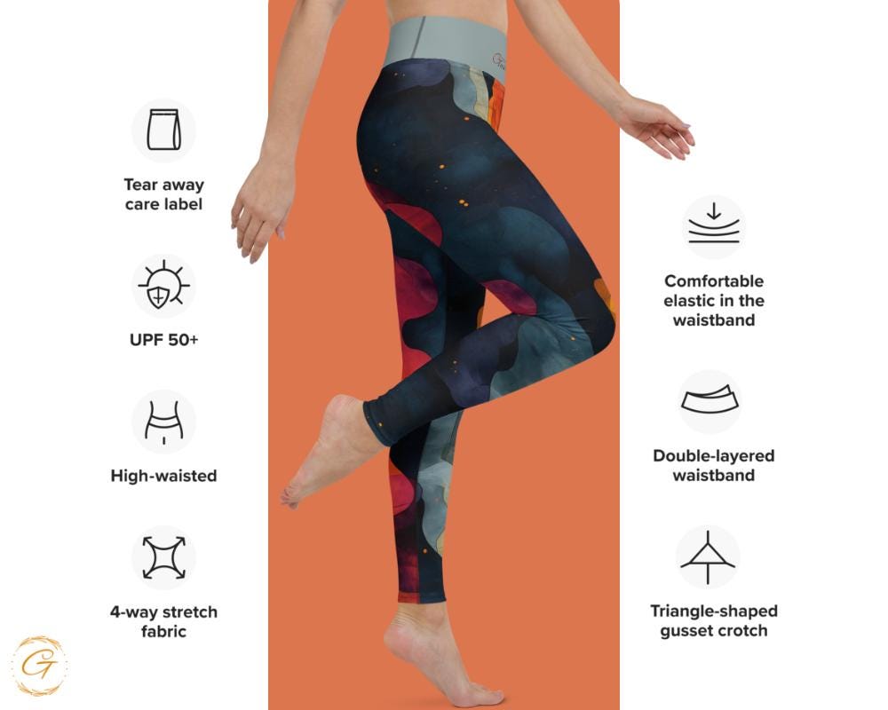 Vibrant Wave Print AOP Yoga Leggings and Shorts - High-Waisted, Comfortable Activewear, Stylish Activewear for Yoga, Workouts, Everyday Wear