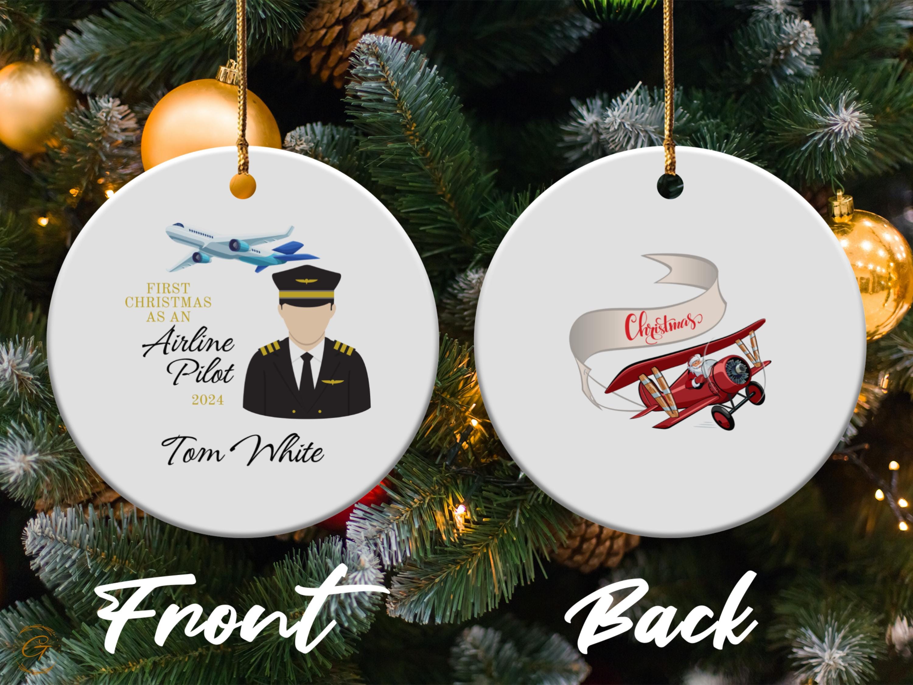 Personalized First Christmas as Airline Pilot Ornament, 2024 Custom Pilot Gift Custom Christmas Ornament, Airline Pilot Gift, Aviation Gifts