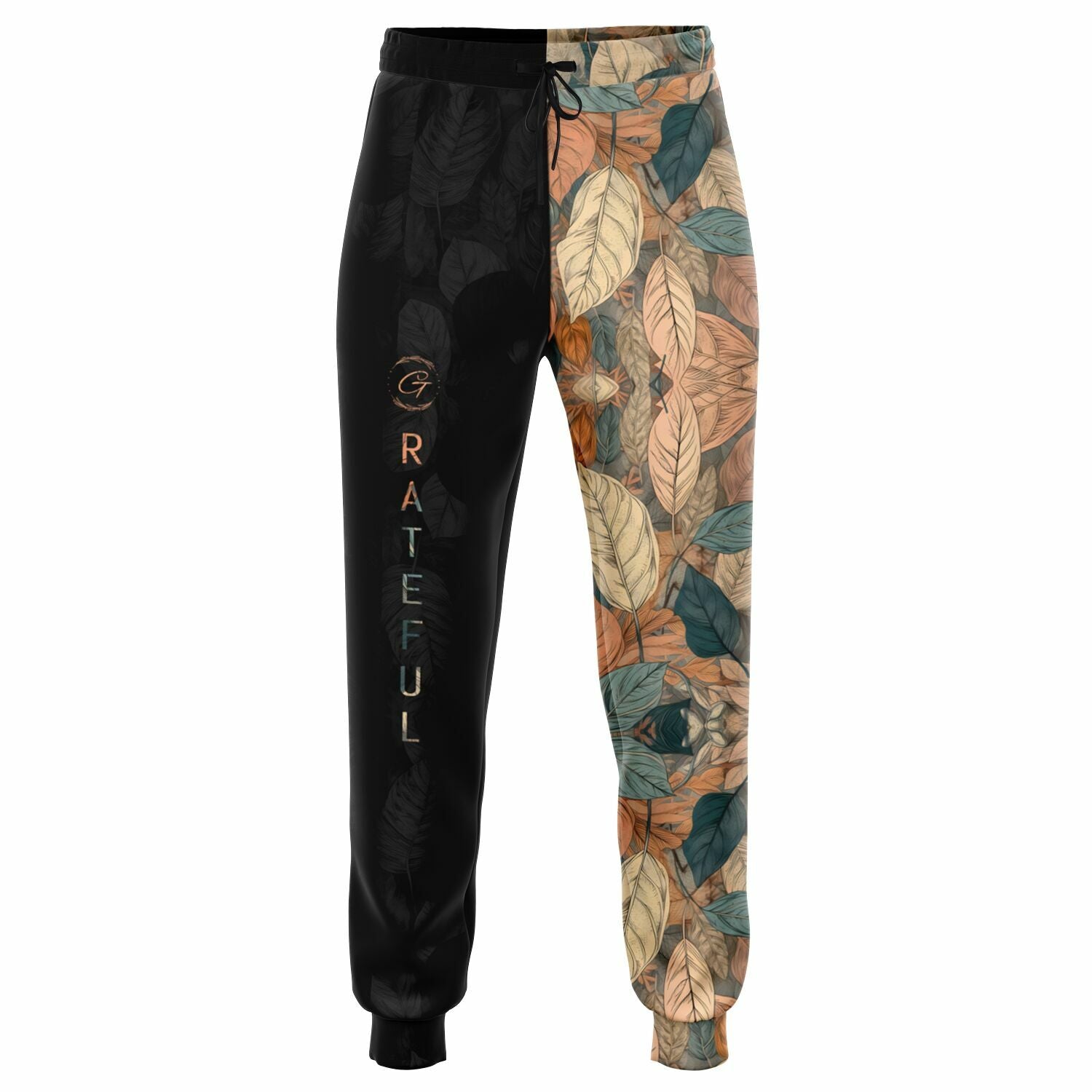 Earthy Leaf Print Joggers – Boho Aesthetic Sweatpants