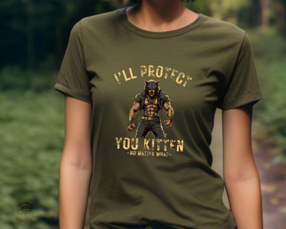 Cat Lover T-Shirt "I'll Protect You Kitten No Matter What" Tee