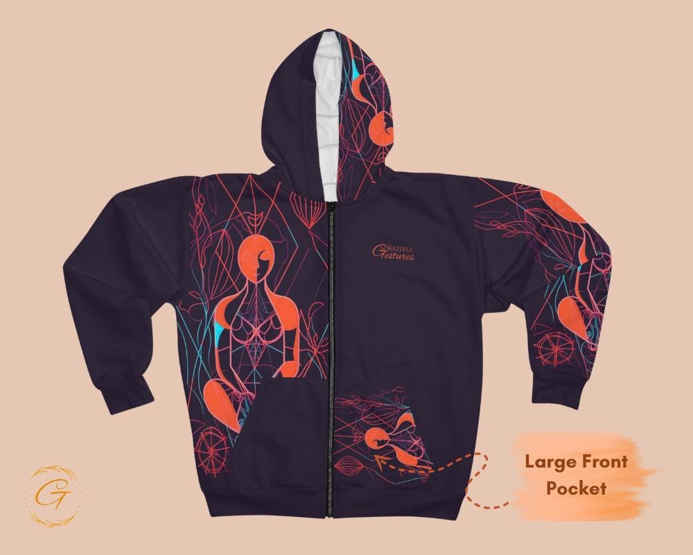 Retro Checkered Zip Hoodie All-Over Print