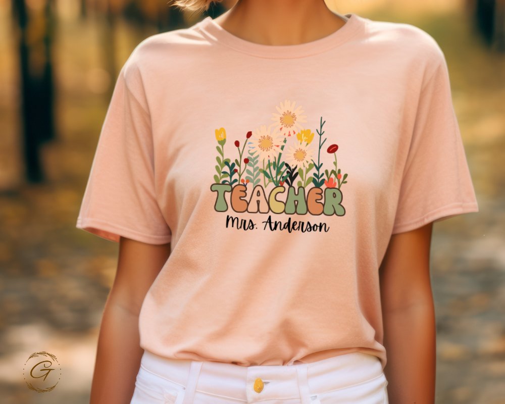 Floral Teacher Graphic Design Shirt product type