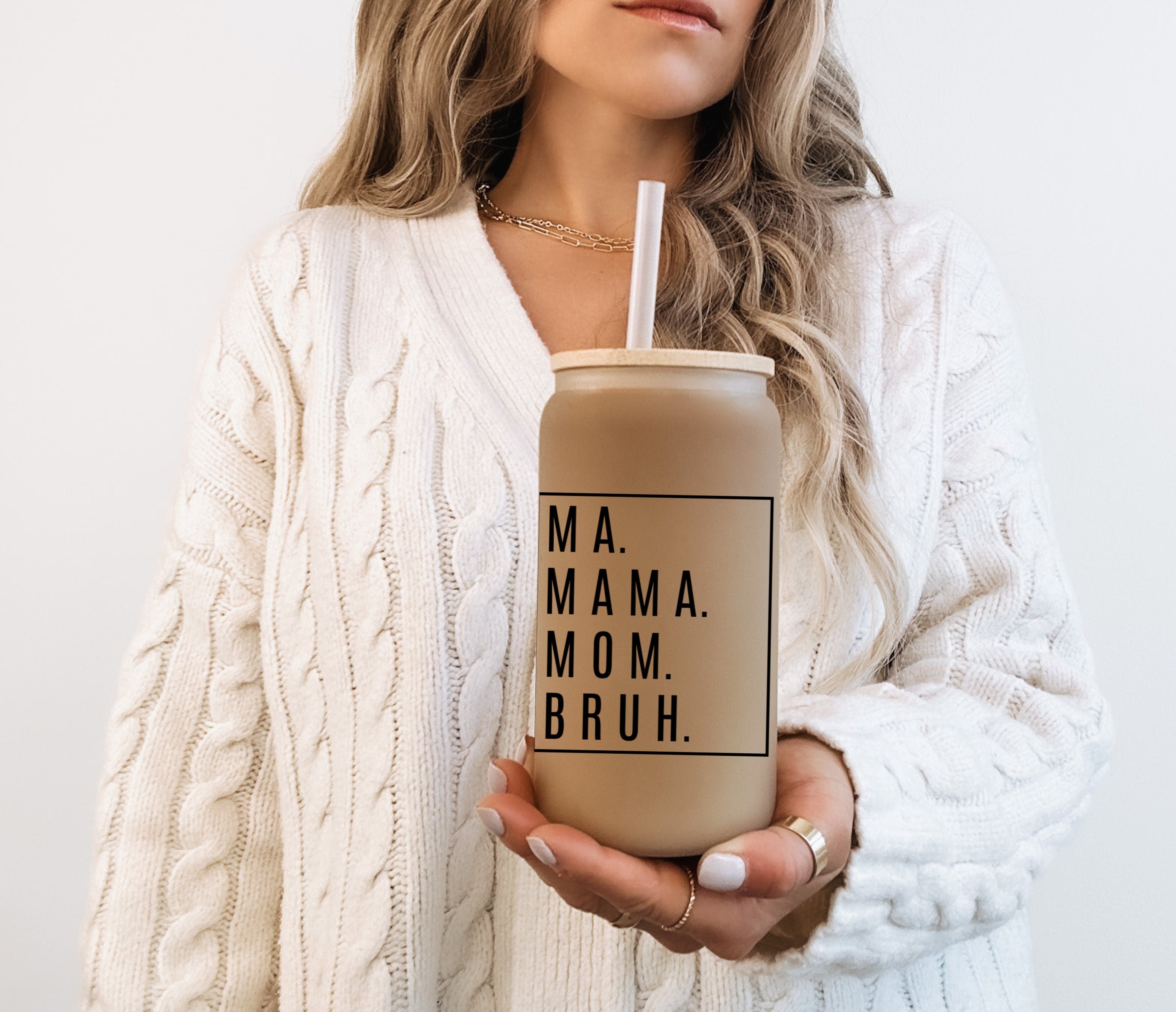 Mama Frosted Cup Gift For Mothers Day Gift For Mom's Birthday From Kids Mama Needs Coffee Custom Glass Tumbler For Iced Coffee Gift For Her