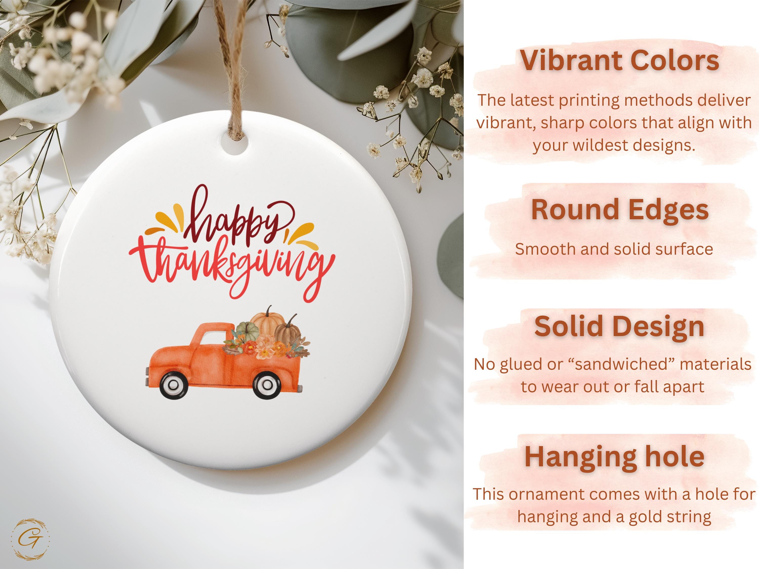Thanksgiving 2024 Ornament, Fall Decor, Holiday Decoration, Rustic Autumn Ornament, Truck with Pumpkin, Thanksgiving Home Accessory Keepsake