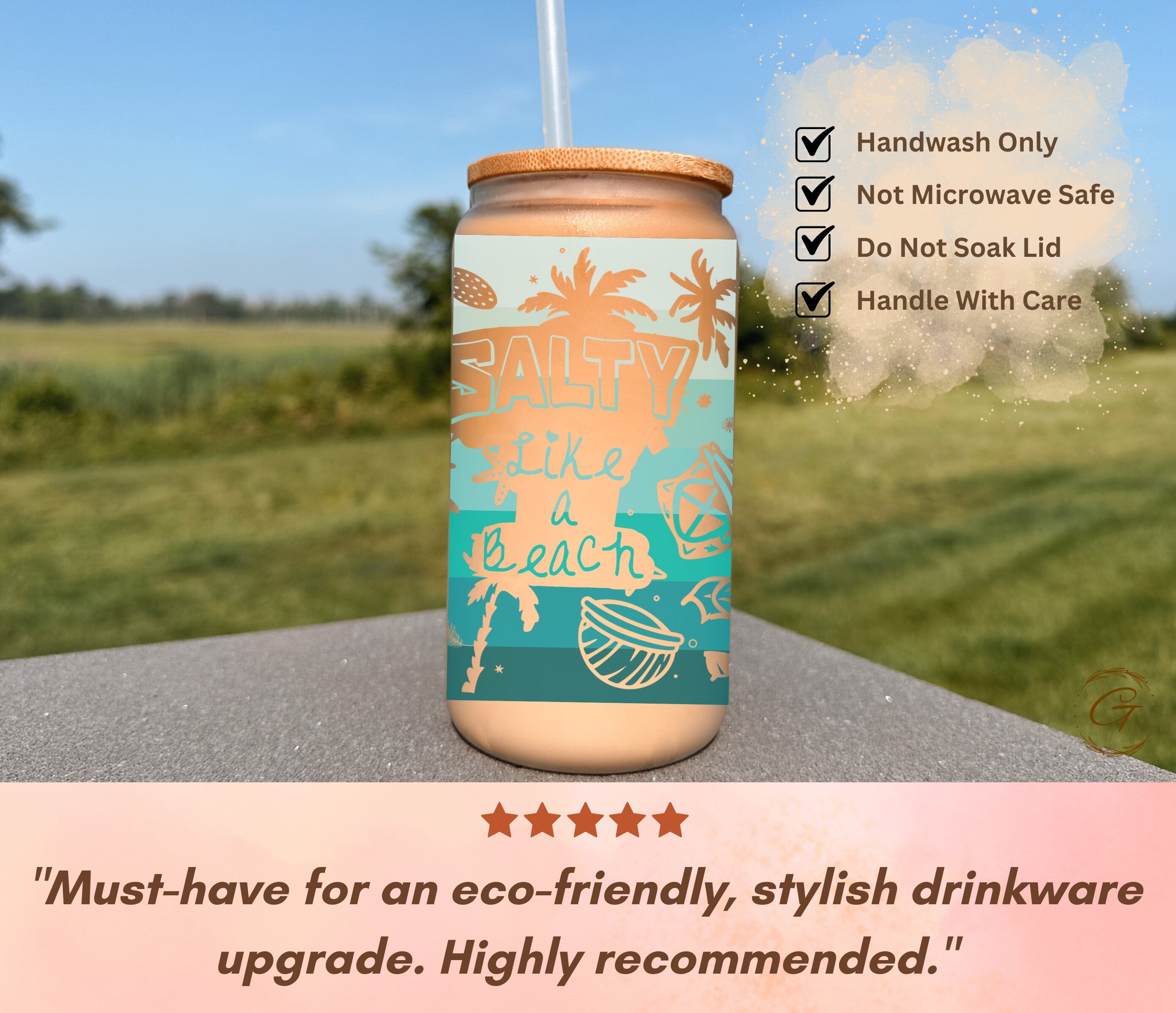 Salty Like a Beach Frosted Glass Cup
