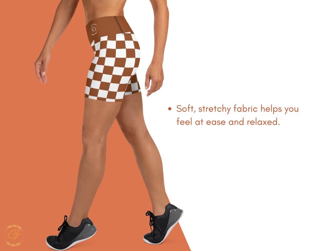 Cozy Brown Checkered Yoga Leggings & Shorts