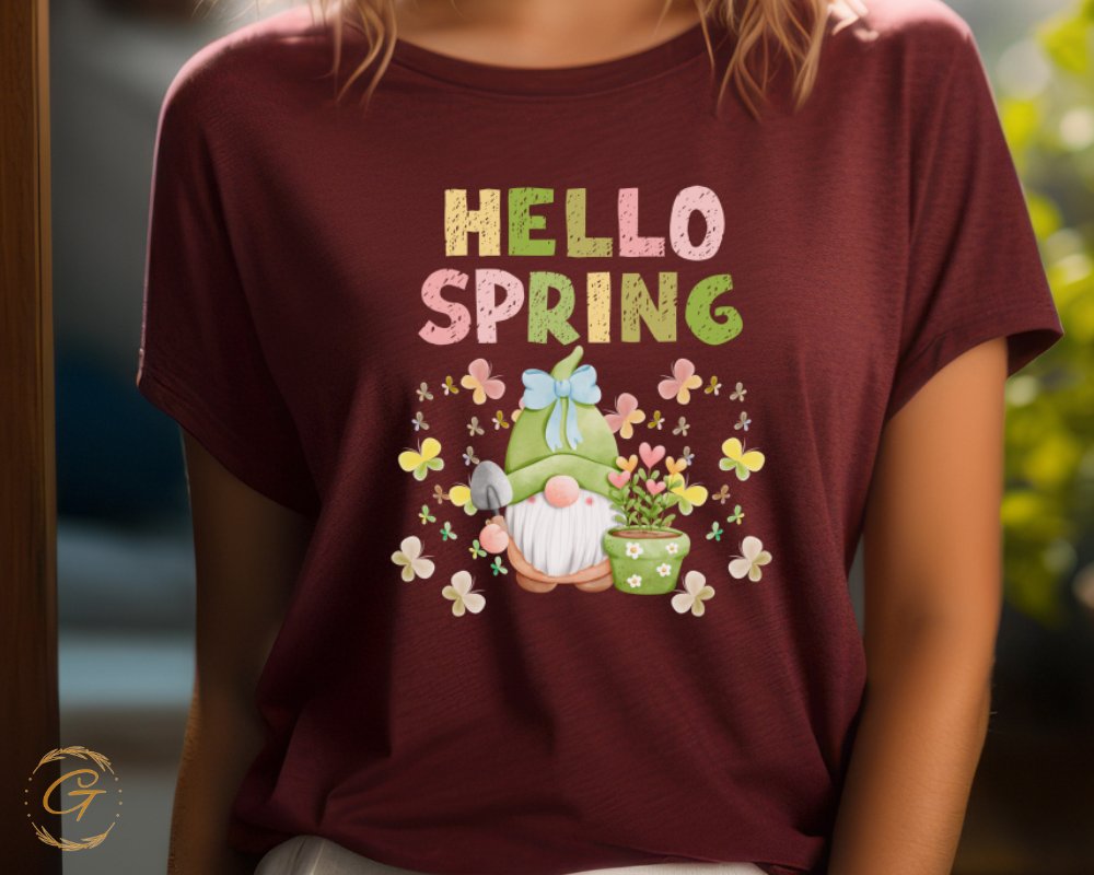 Hello Spring Gnome Graphic Design T-Shirt product
