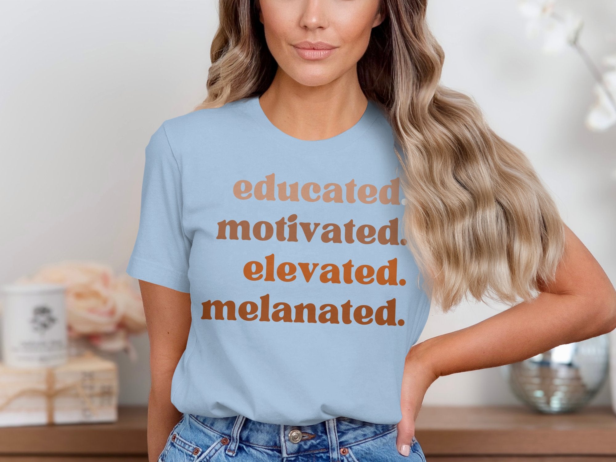 Educated Motivated Elevated Melanated Printed T-shirt product