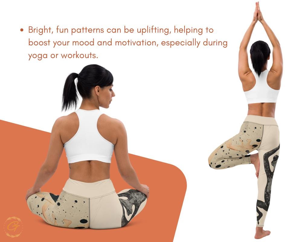 Gecko Beige AOP Yoga Leggings and Shorts with Abstract Art -High-Waisted Activewear for Women, Yoga, Workout, Gym and Lounge Wear Yogis Gift