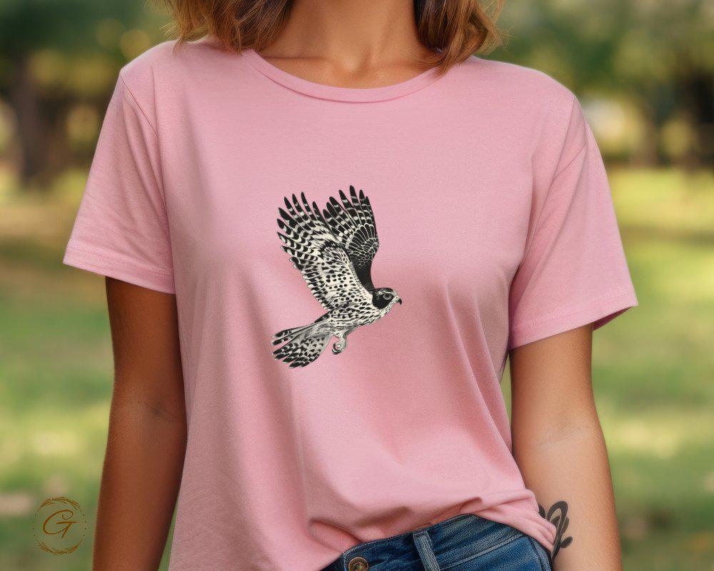Vintage Hawk Illustration T-Shirt, Detailed Bird of Prey Design Tee