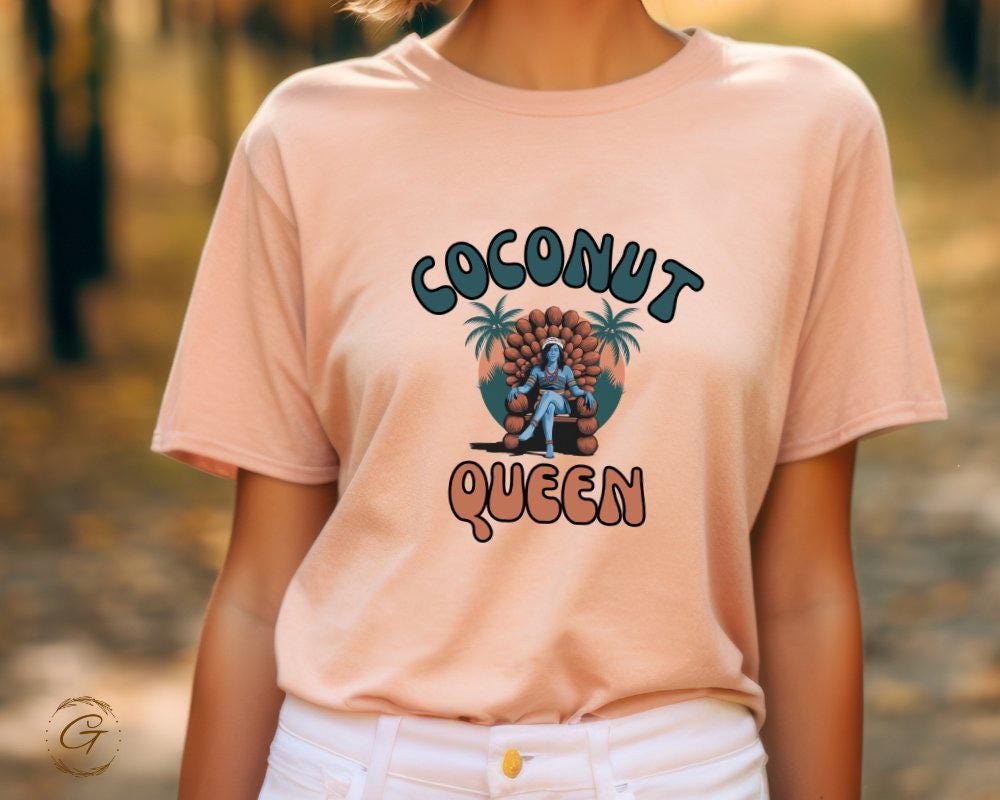 Coconut Queen T-Shirt, Tropical Graphic Tee, Island Vibes T-Shirt