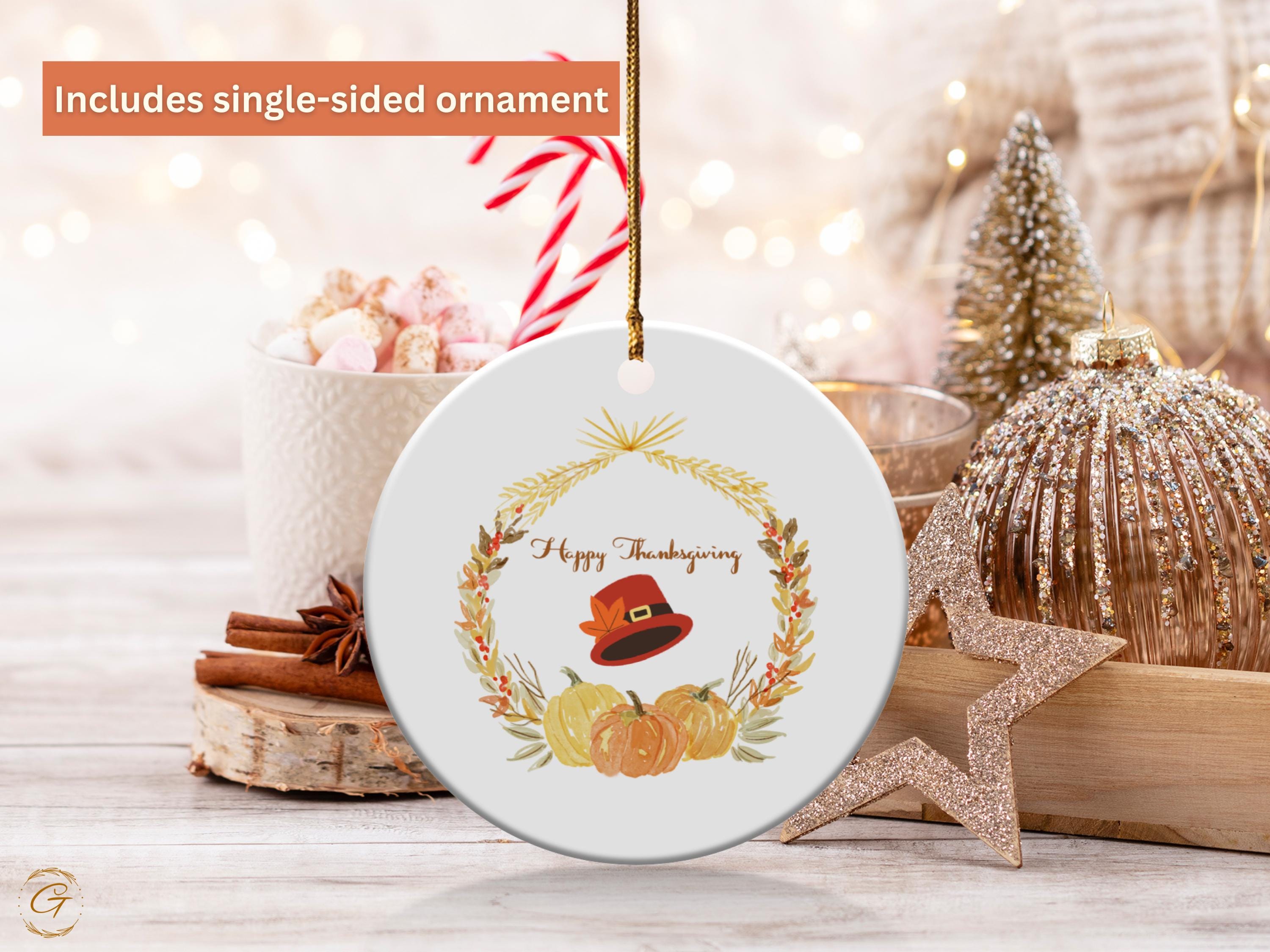 Family Thanksgiving Ornament, Fall Harvest Holiday Keepsakes, Pumpkin Wreath Decors, Autumn Thanksgiving Ornaments, Thanksgiving Home Accent