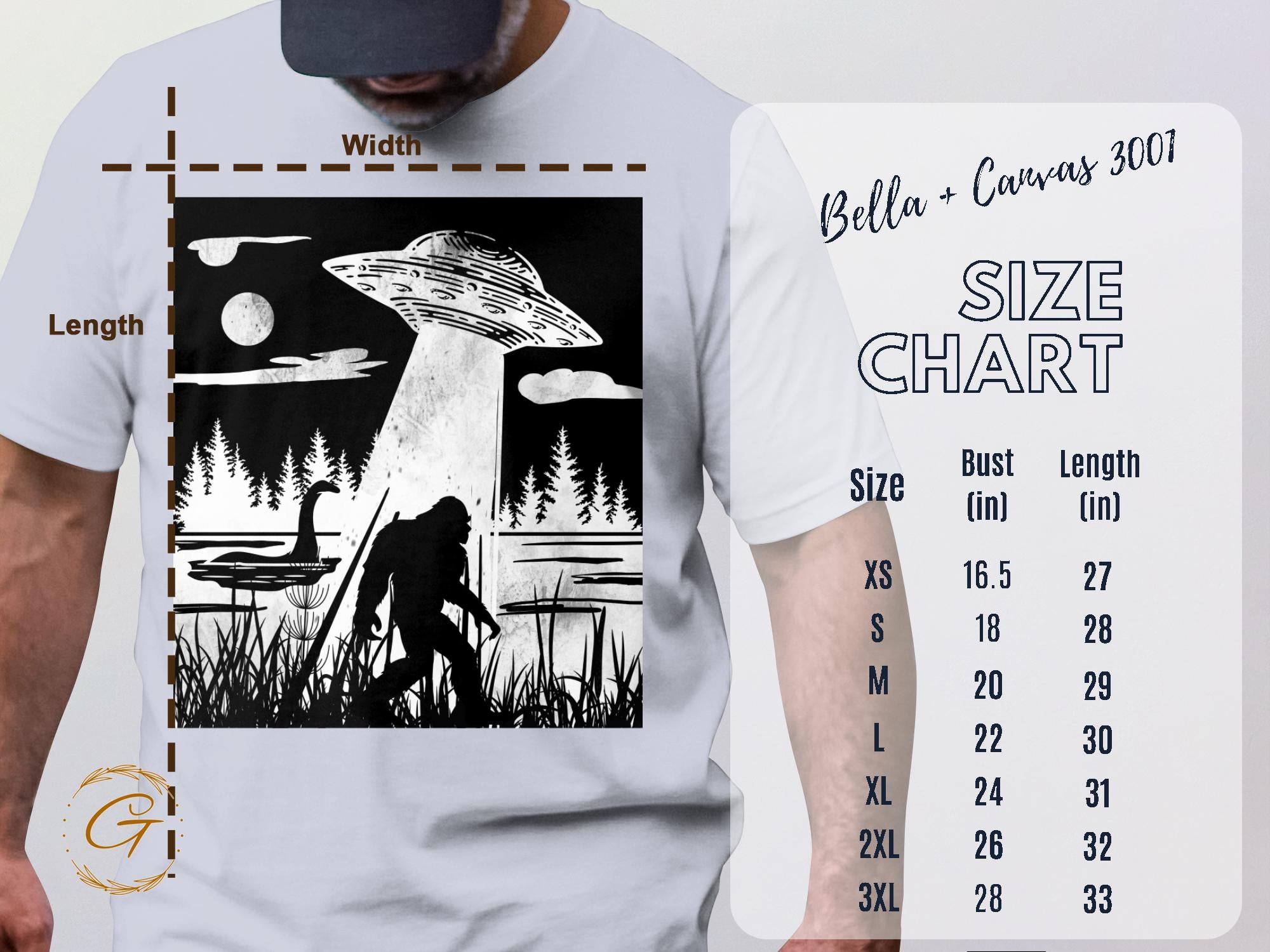Bigfoot and UFO Encounter Design T-Shirt, Vintage Cryptid Design Tee