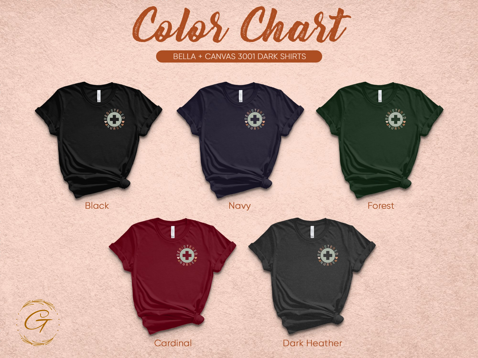 Bella Canvas 3001 Dark Shirts Color Chart product type