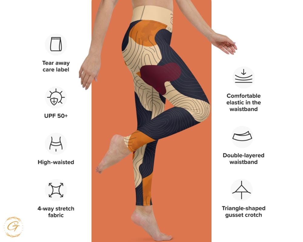 Abstract AOP Yoga Leggings and Shorts – Stylish Activewear with Vibrant Earthy Pattern, Perfect for Yoga, Fitness, Everyday Wear, Yogis Gift
