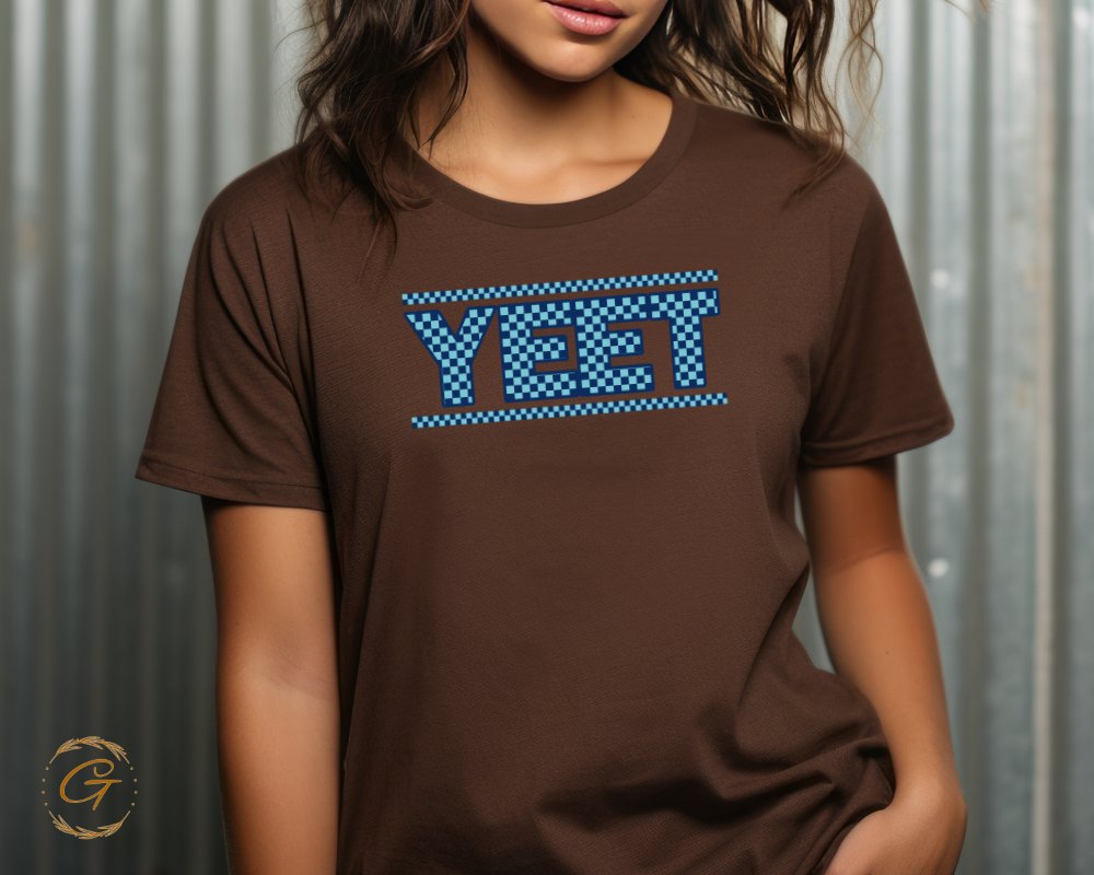 Retro Style Blue Yeet Graphic T-shirt Novelty product