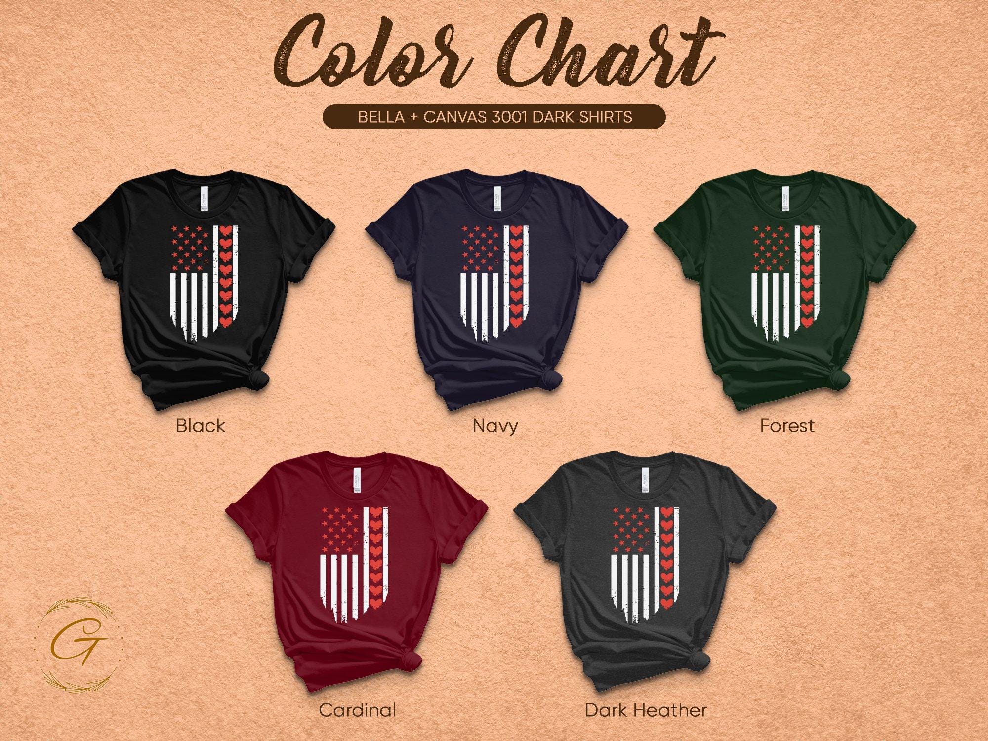 Valentine T-Shirt, Patriotic American Flag Hearts Tee