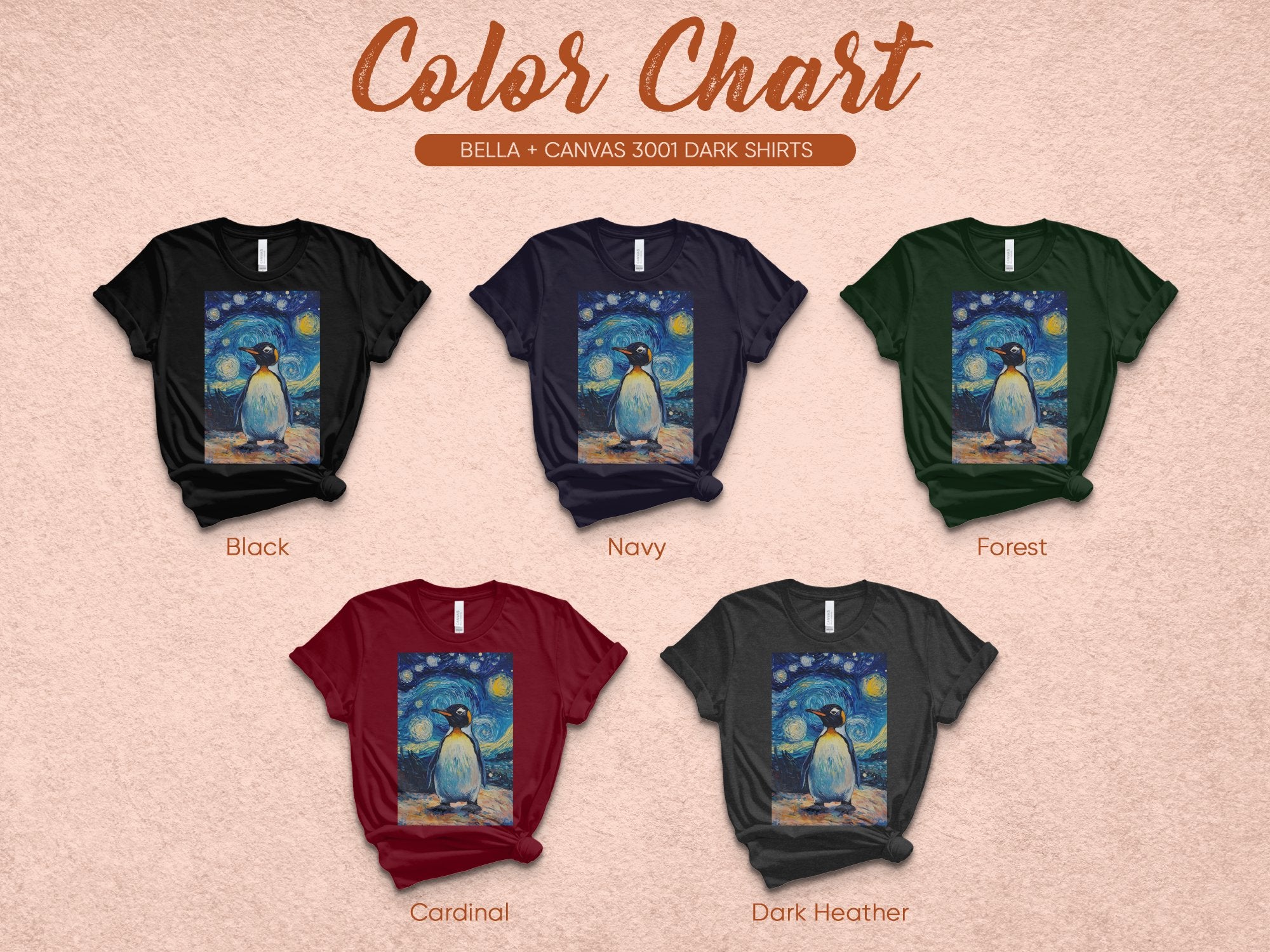 Starry Night Penguin Bella Canvas 3001 Dark Shirts product type