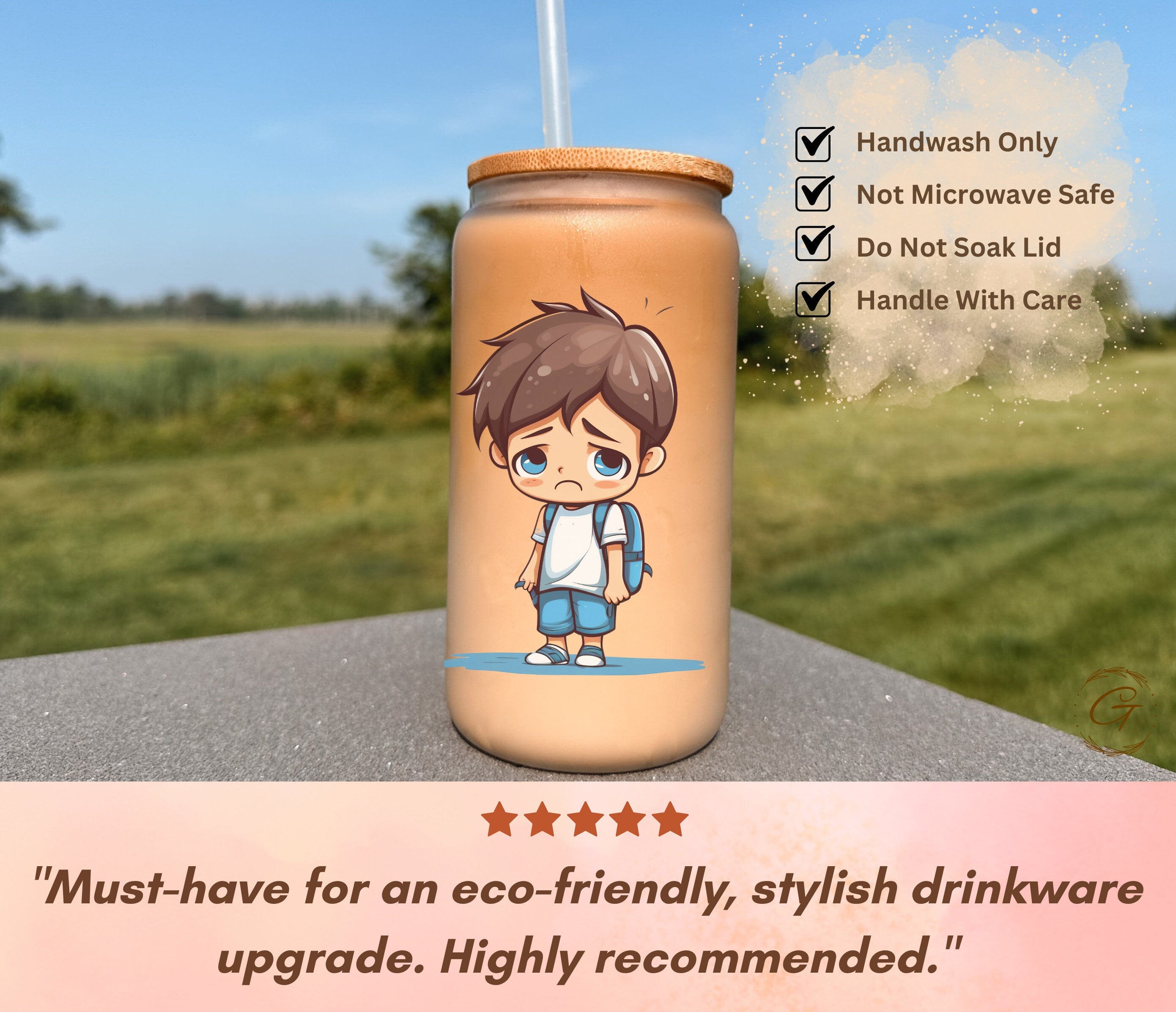 Cute Sad Boy 'Where Did Summer Go?' Frosted Glass Cup