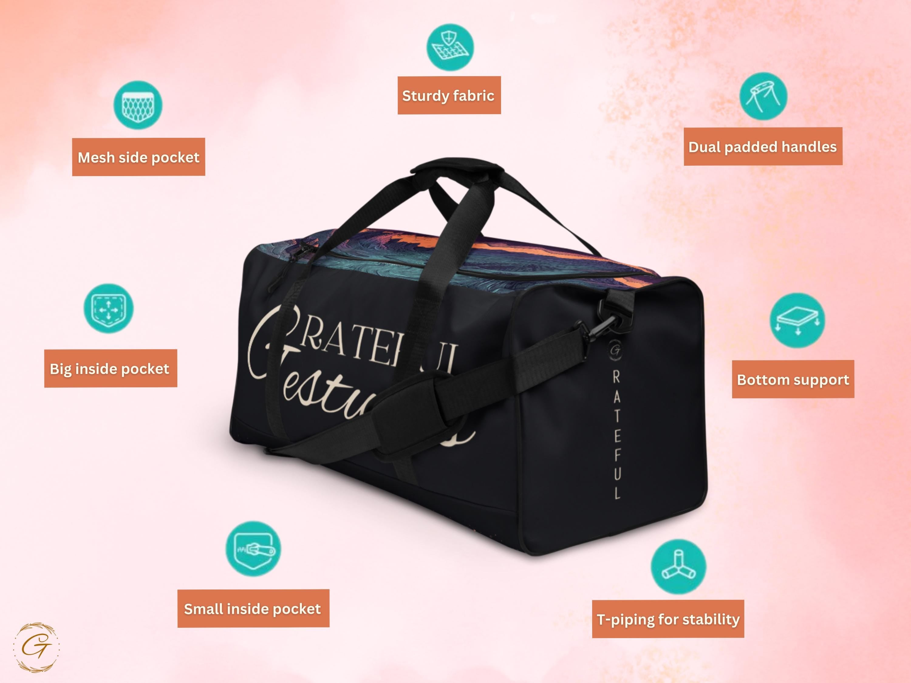 Galaxy AOP Landscape Duffle Bag -Cosmic Mountain Design, Stylish Overnight Duffel Bag, Durable Travel Tote, Gym Bag for Nature & Space Lover