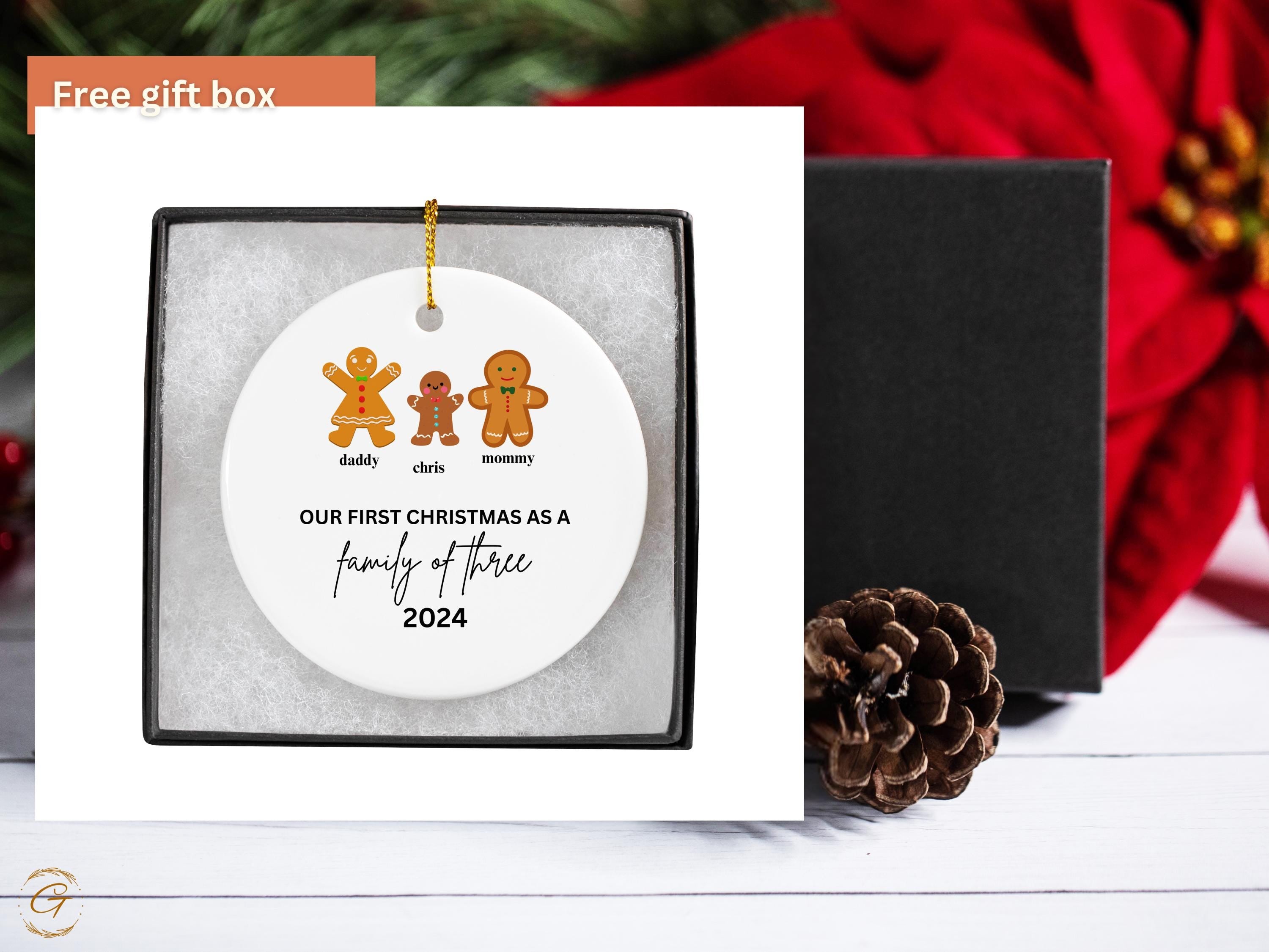Personalized Gingerbread Family Ornaments, Our First Christmas As A Family 2024, Custom Christmas Tree Decorations, Holiday Family Keepsakes
