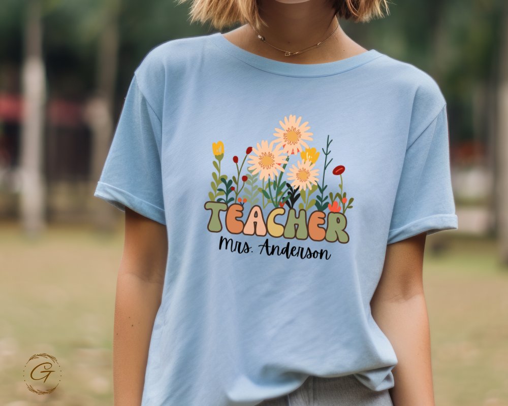 Bright Floral Teacher Graphic Tee product type