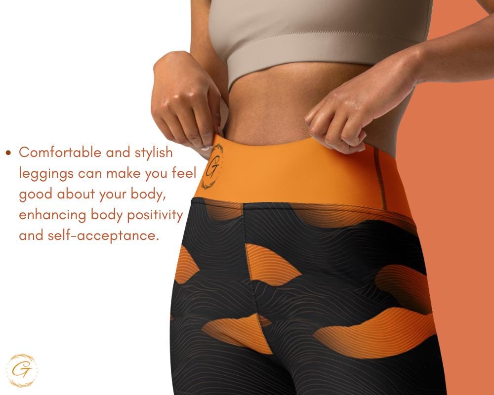 Bold Orange Black Abstract Yoga Leggings and Shorts - AOP High-Waist Activewear for Women, Unique Gift for Yoga Enthusiast, Ideal Yogis Gift