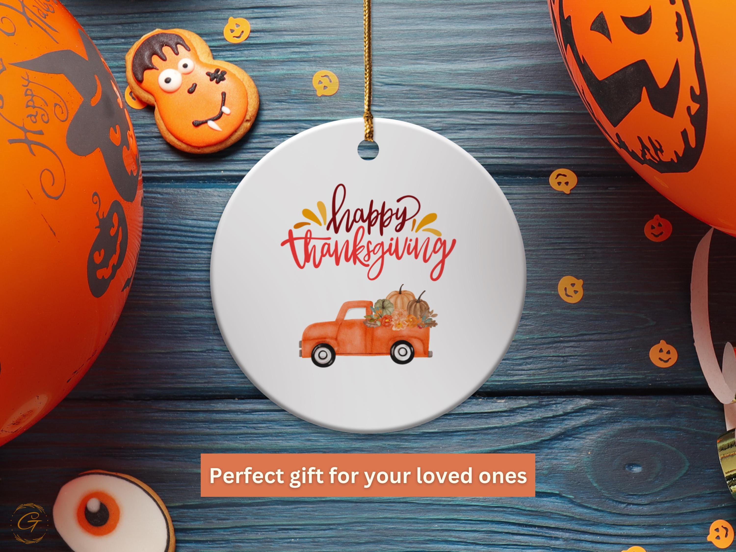Thanksgiving 2024 Ornament, Fall Decor, Holiday Decoration, Rustic Autumn Ornament, Truck with Pumpkin, Thanksgiving Home Accessory Keepsake