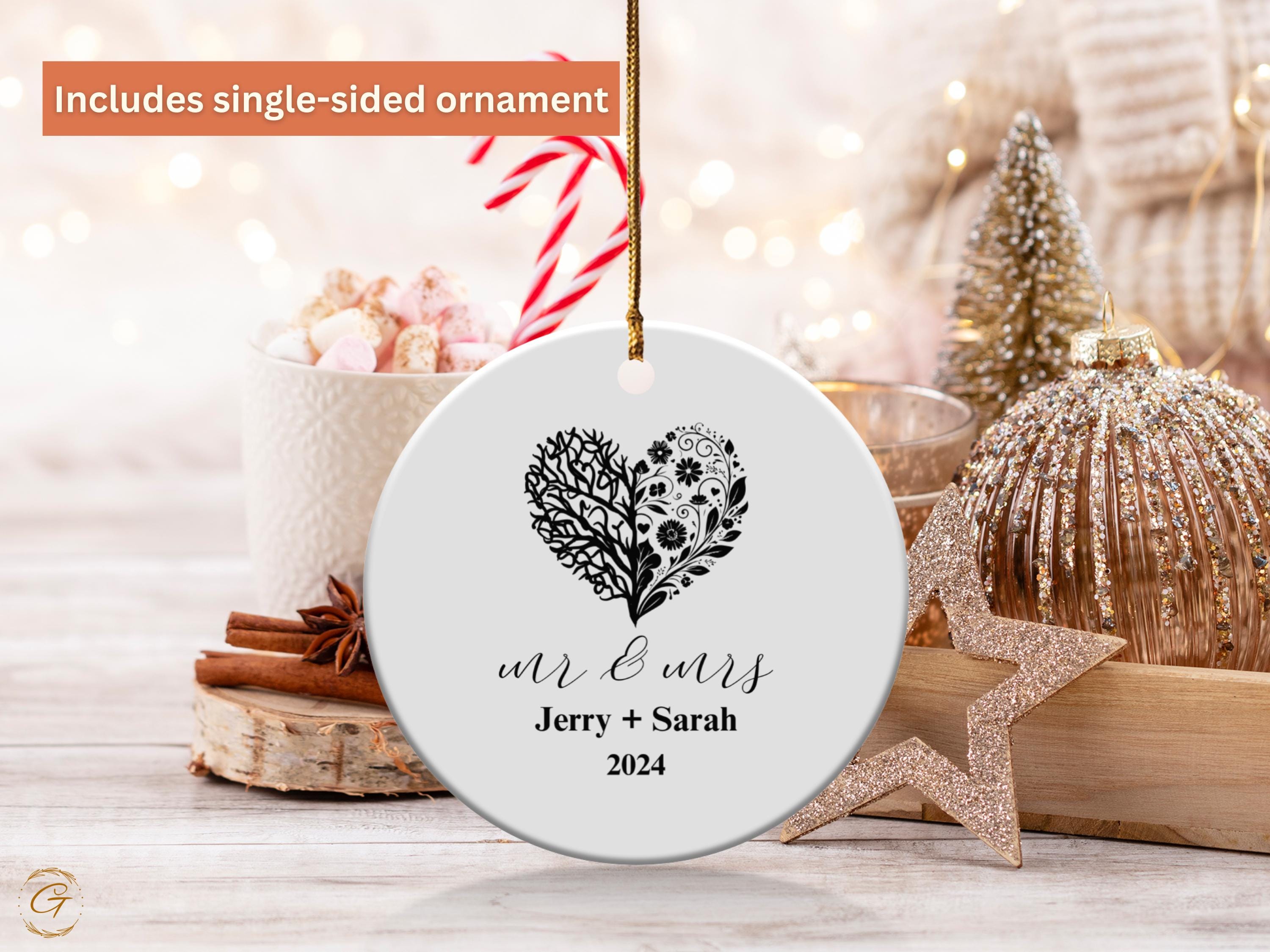 Personalize Wedding Ornament, Mr and Mrs Ornament, Custom Couple Ornament, Wedding Gift, Newlywed Christmas Ornament, 2024 Newlywed Keepsake