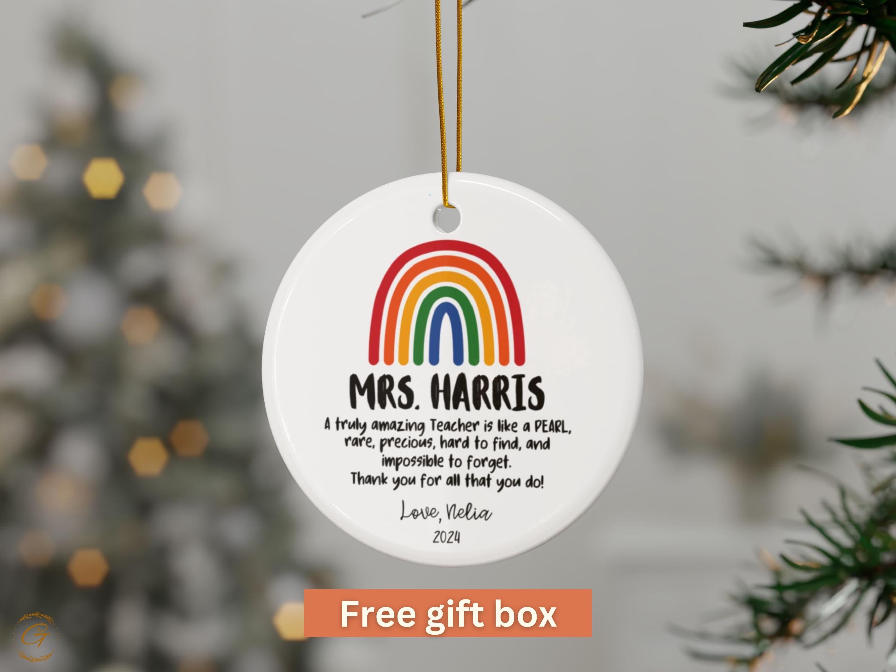 Personalized Teacher Rainbow Ornament, Teacher Appreciation Keepsakes