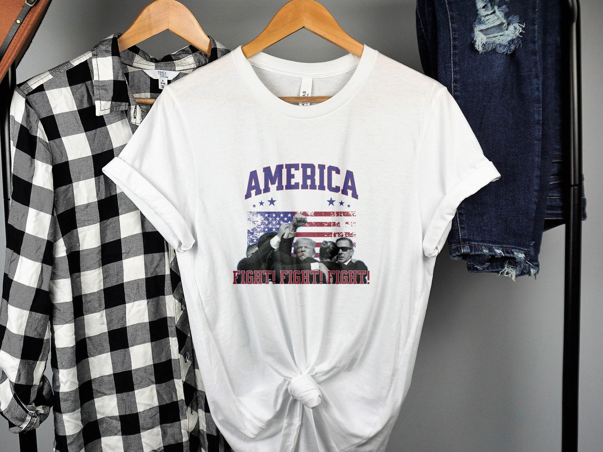 America Fight Fight Fight Trump Graphic Tee - Patriotic Trump Shirt