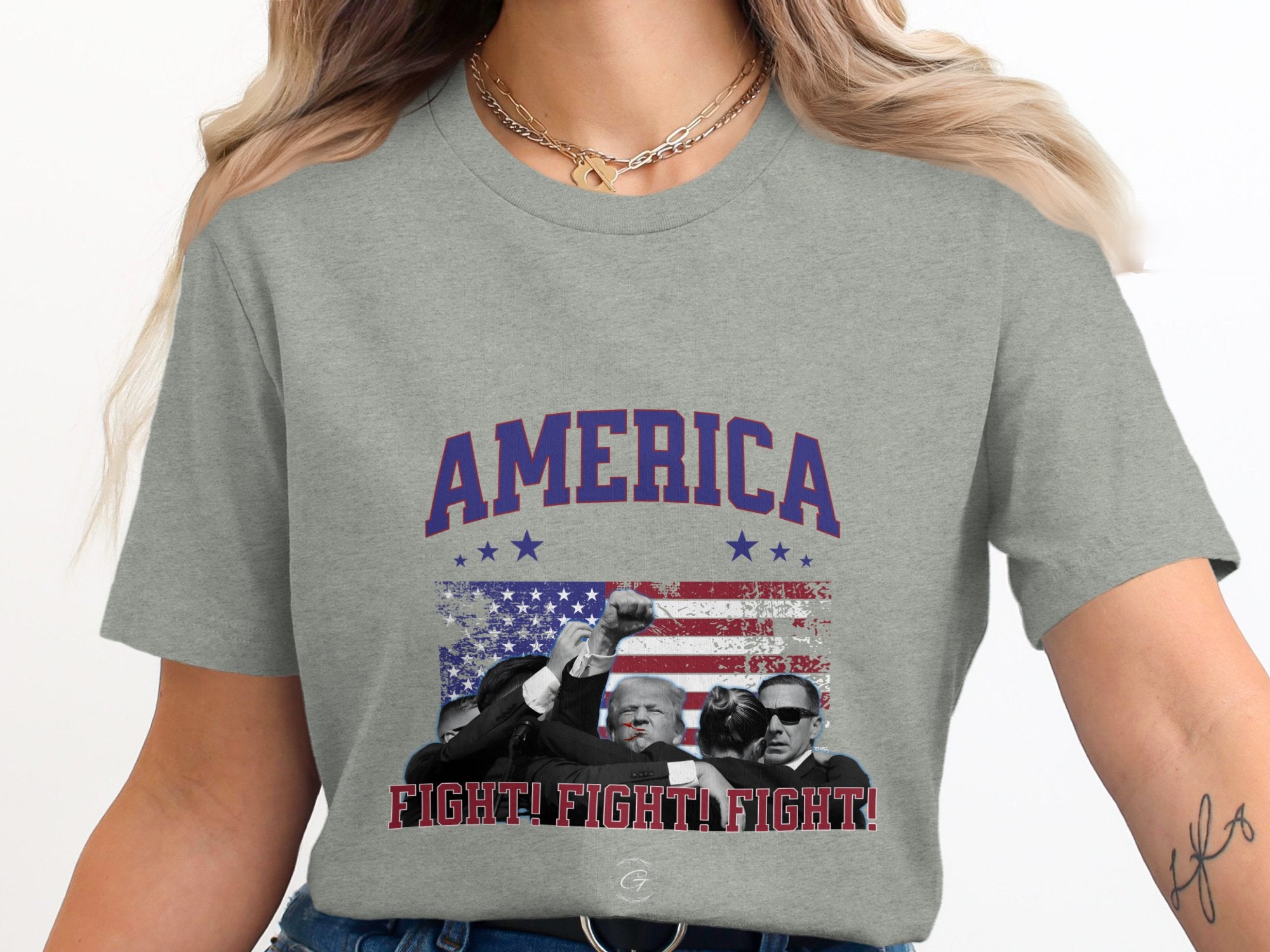 America Fight Fight Fight Trump Graphic Tee - Patriotic Trump Shirt