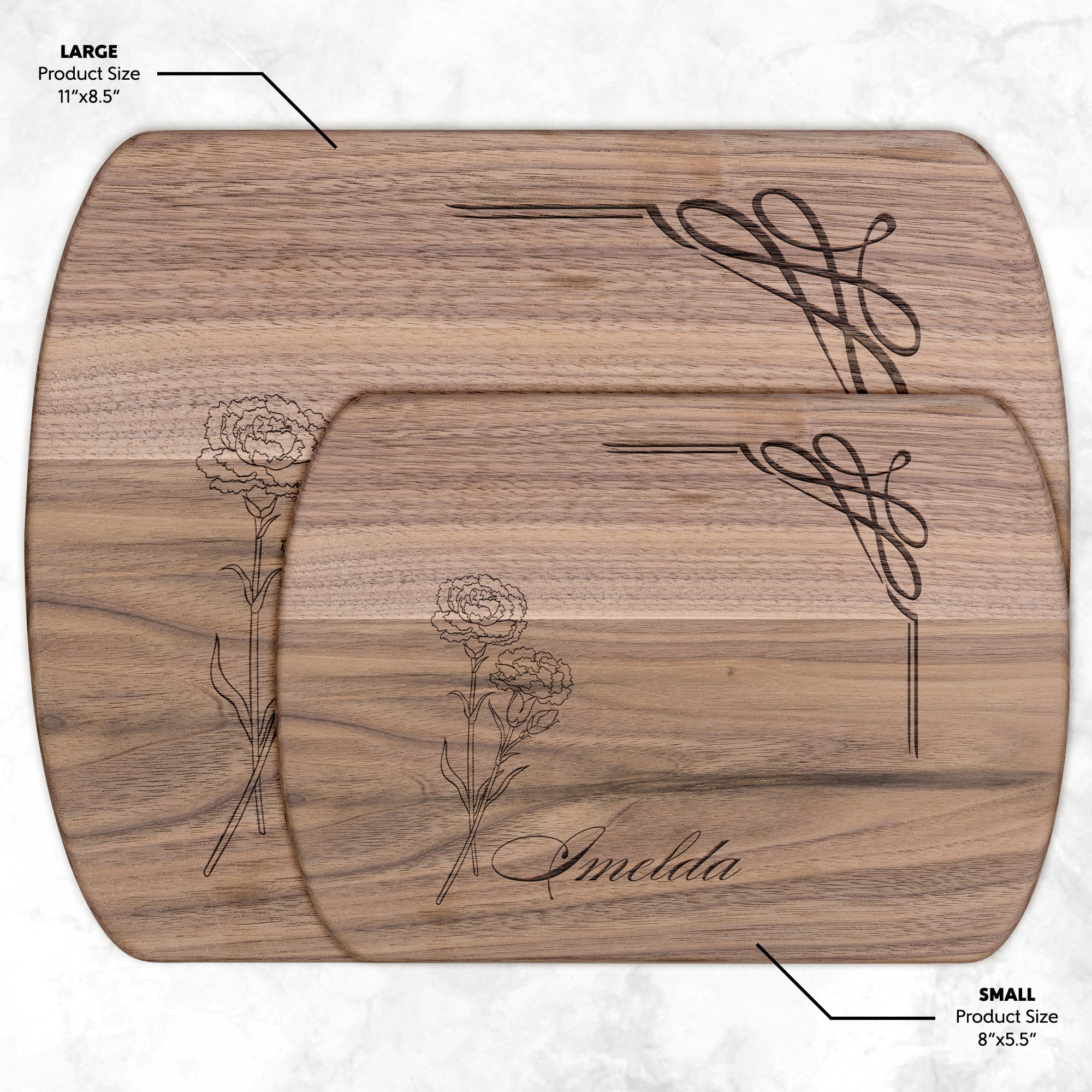 January Carnation Cutting Boards