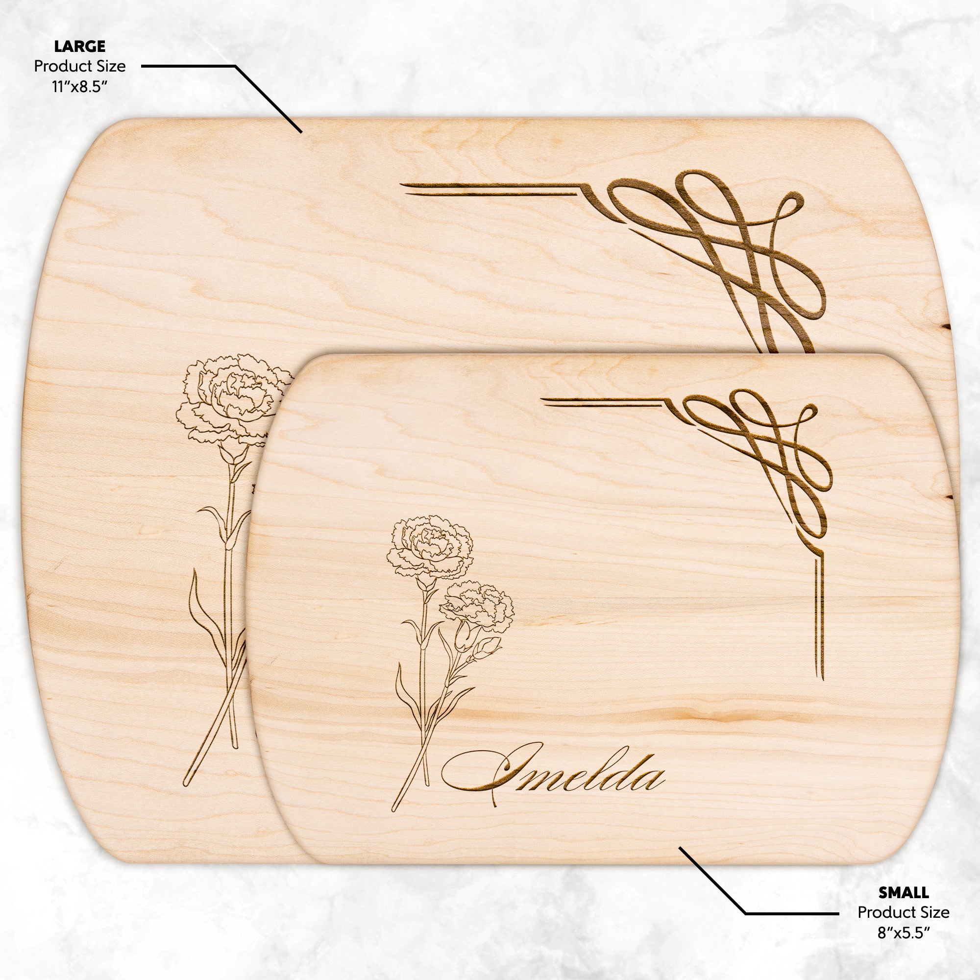 January Carnation Cutting Boards