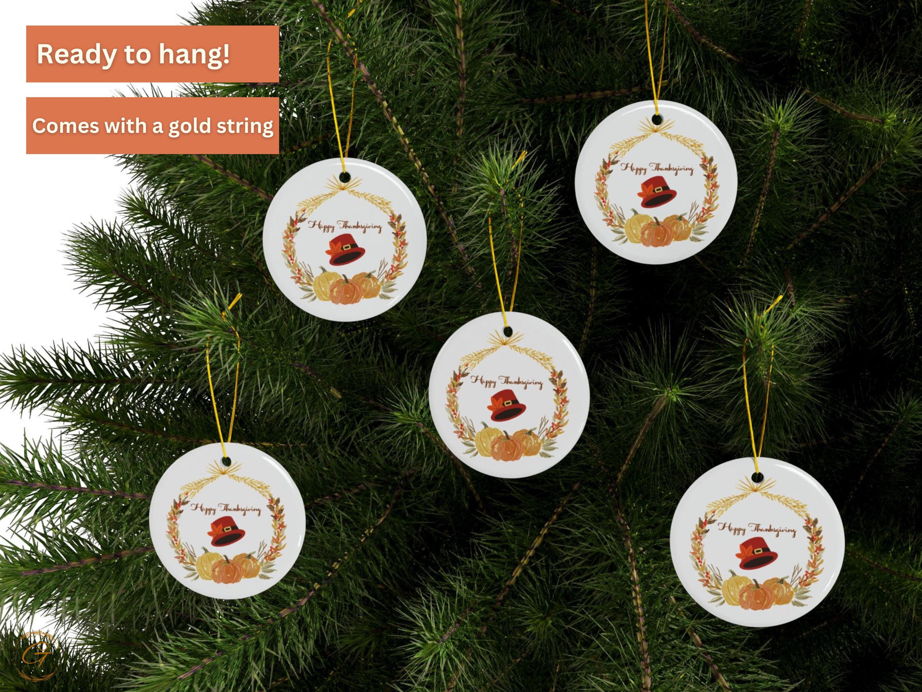 Family Thanksgiving Ornament, Fall Harvest Holiday Keepsakes, Pumpkin Wreath Decors, Autumn Thanksgiving Ornaments, Thanksgiving Home Accent