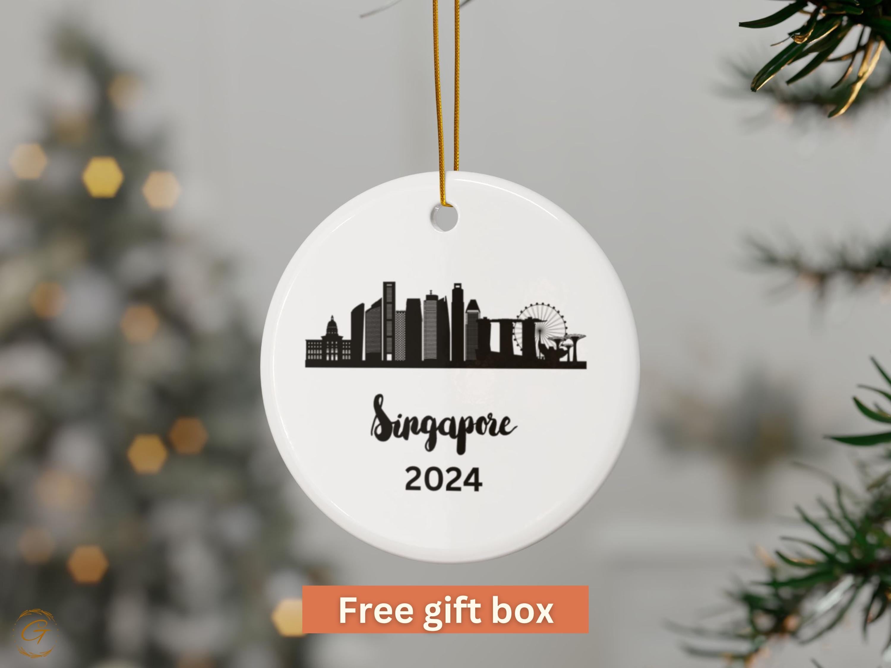 Singapore Skyline Ornament 2024, Cityscape Souvenirs, Travel Keepsakes, Unique Singapore Gift, Holiday Decorations, Ideal Gift for Travelers