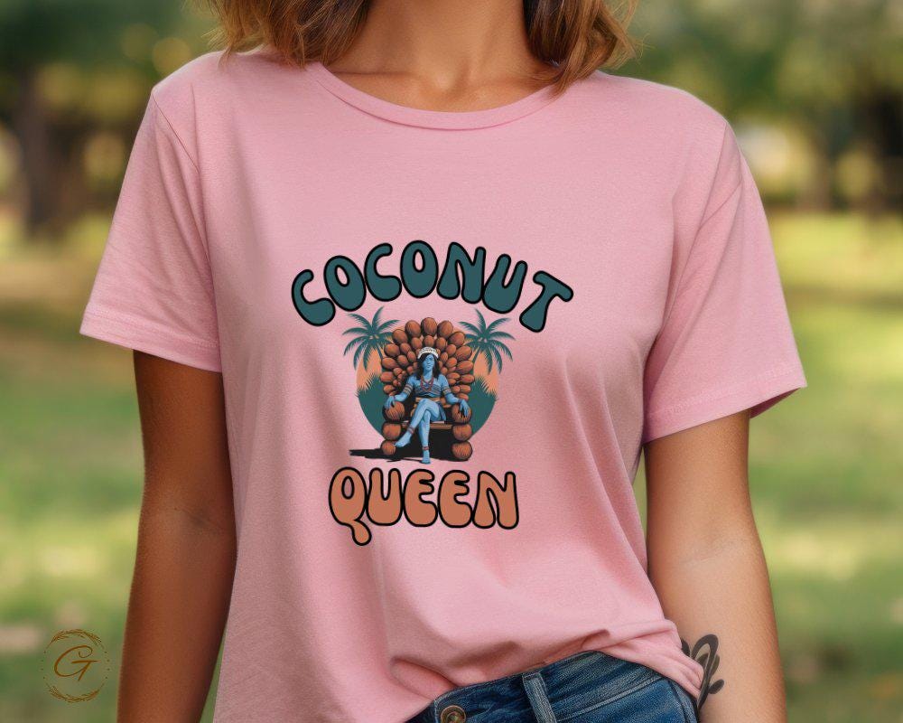 Coconut Queen T-Shirt, Tropical Graphic Tee, Island Vibes T-Shirt