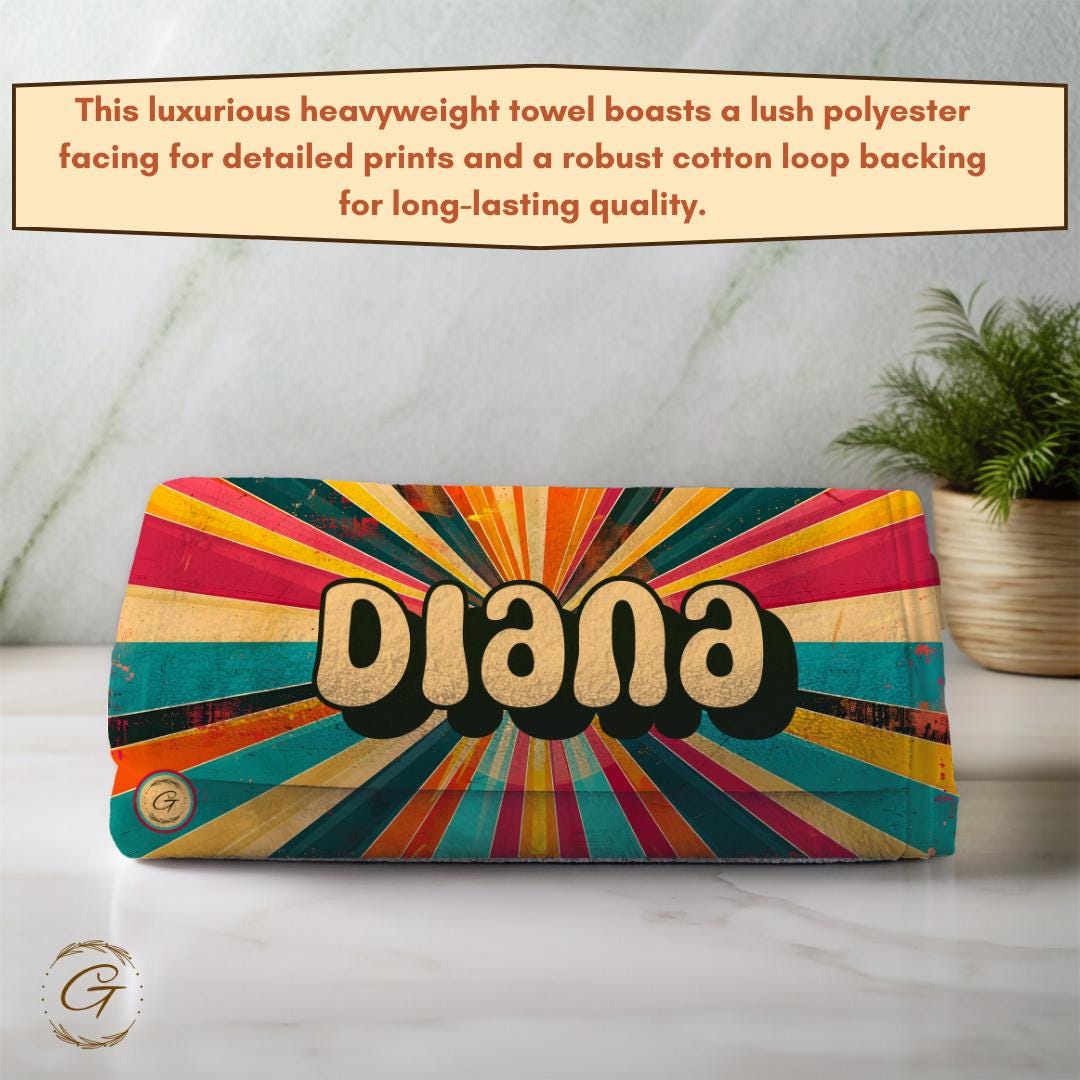 Vibrant Retro Groovy Design Beach Towel