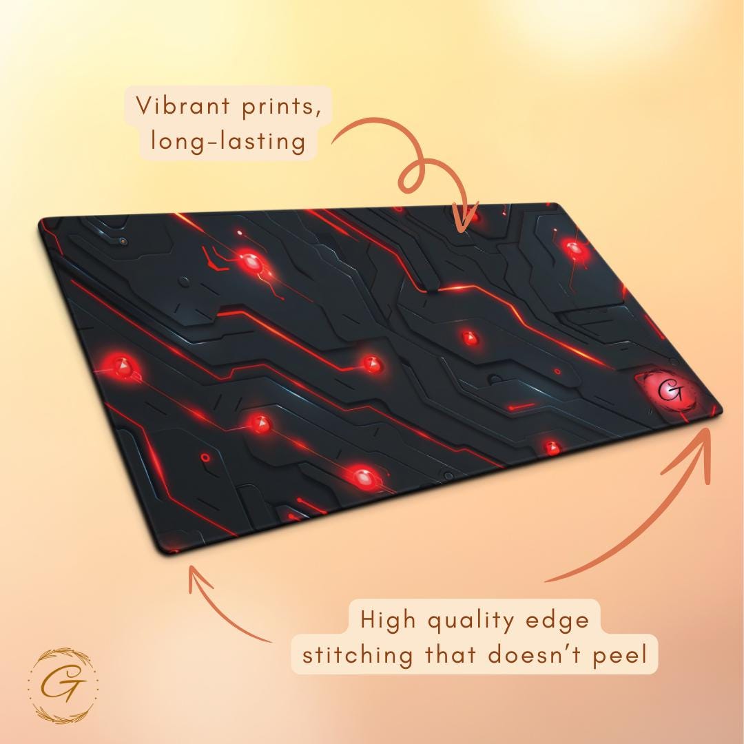 Circuit Red Color Design Gaming Mouse Pad for Gamers Non-Slip Base Large Mouse Pad for Desk Setup High-Performance Desk Mat Cool Tech Design